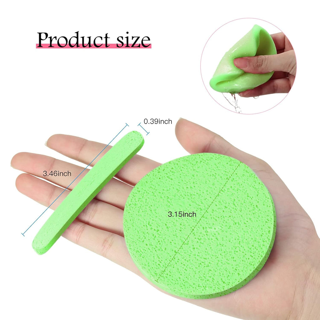 Patelai 120 Pieces Compressed Facial Sponge for Estheticians Face Makeup Removal Cleansing Sponge Pad Exfoliating Spa Wash Round Facial Cleansing Pads Supplies(Green)