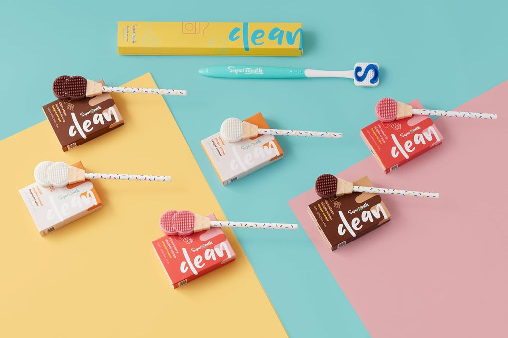 SuperMouth® Single Scoop Tongue Scraper for Toddlers & Kids Ages 2-5 – Dual-Sided Brush & Scraper Removes Odor-Causing Buildup, Fights Bad Breath, Gentle Easy-Grip Design, 3 Scents, Early Oral Care