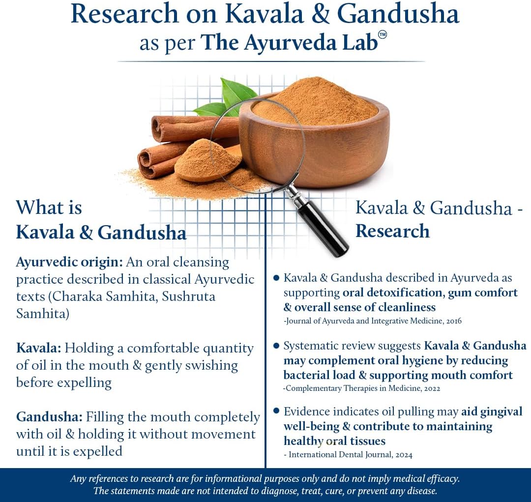 Blue Nectar Cinnamon Mouth Pulling Oil for Kavala Gandusha Oral Hygiene Ritual | Ayurvedic Mouthwash for Fresh Breath,Daily Oral Care & Helps Maintain Fresh Gums (9 Herbs, 6.76 Fl Oz)