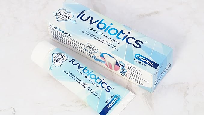 Luv Biotics Original Mint Toothpaste with Oral Probiotics & Xylitol – Fresh Breath, Cavity Protection, Microbiome Support & Healthy Gums – No Sulphates or Parabens - 3 x 75ml