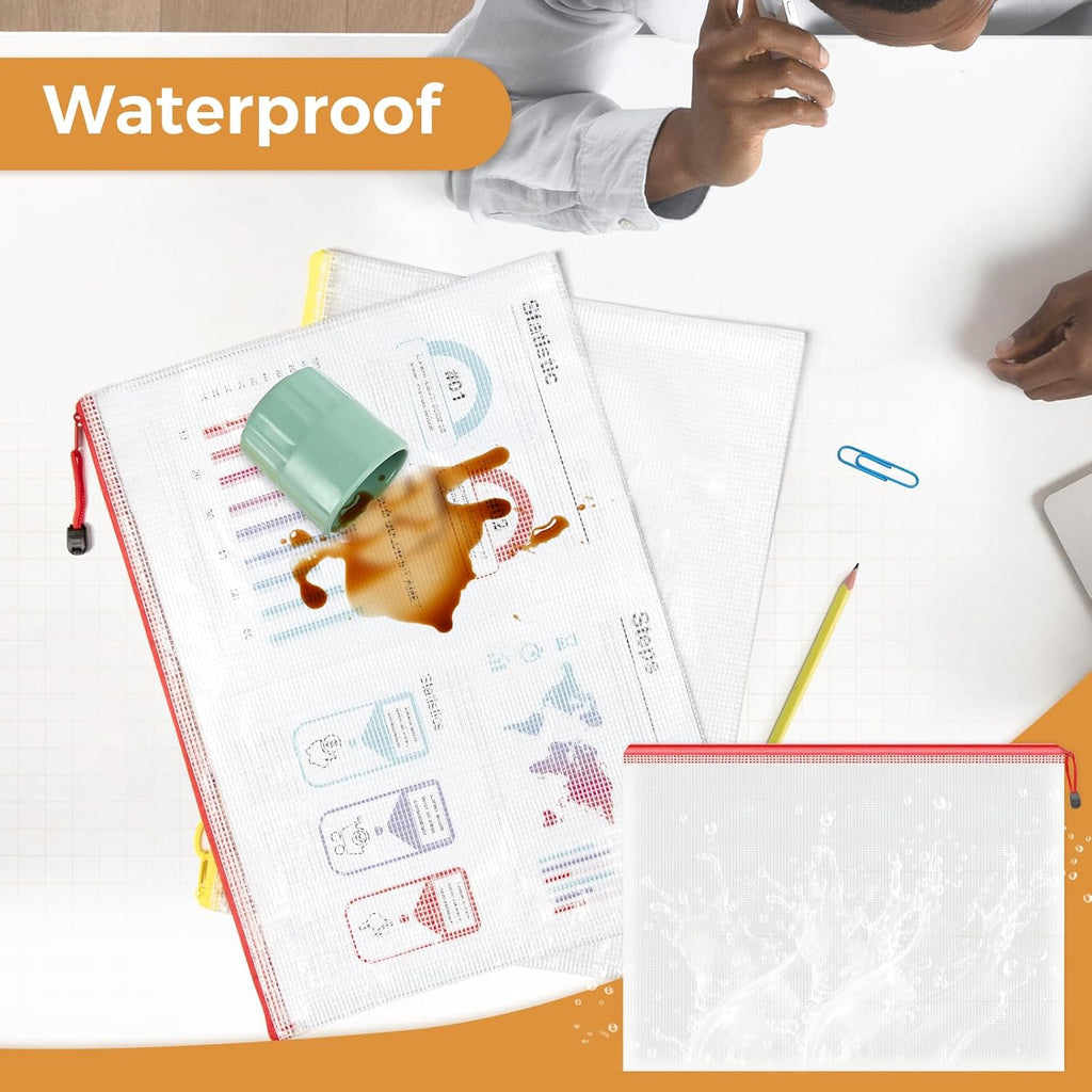 Umriox 24 Pack 12 Colors Zipper Pouches for Organizing, A3 Size (16.9 x 12.4), Big mesh Bags, Zipper Bags for Puzzles & Board Game Storage, Office Supplies Travel Toiletries