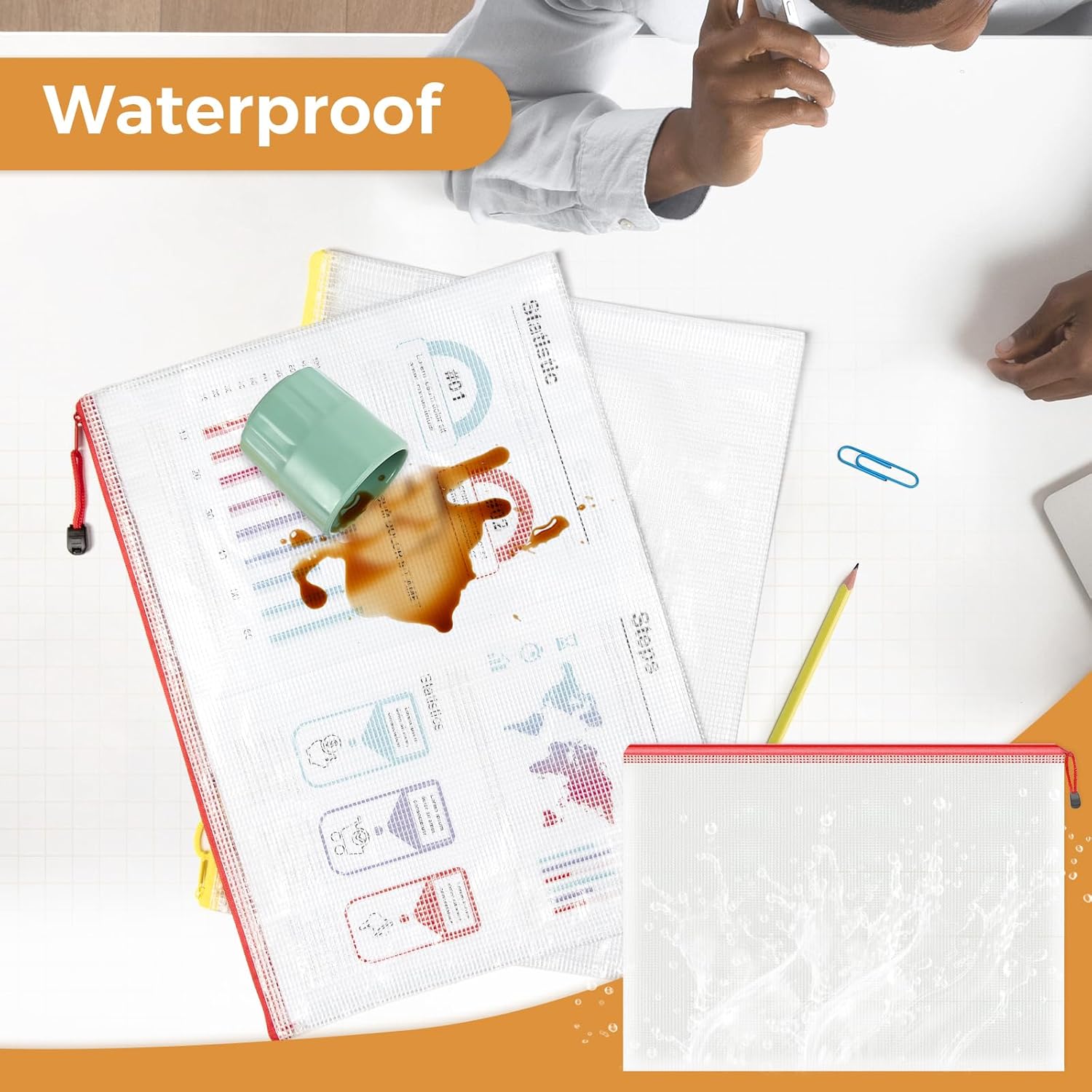 Umriox 24 Pack 12 Colors Zipper Pouches for Organizing, A3 Size (16.9 x 12.4), Big mesh Bags, Zipper Bags for Puzzles & Board Game Storage, Office Supplies Travel Toiletries