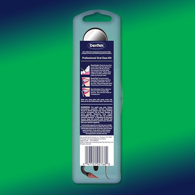 DenTek Professional Oral Care Kit, Complete Set of Dental Tools Including Mirror, Dental Pick, Scaler & Stimulator