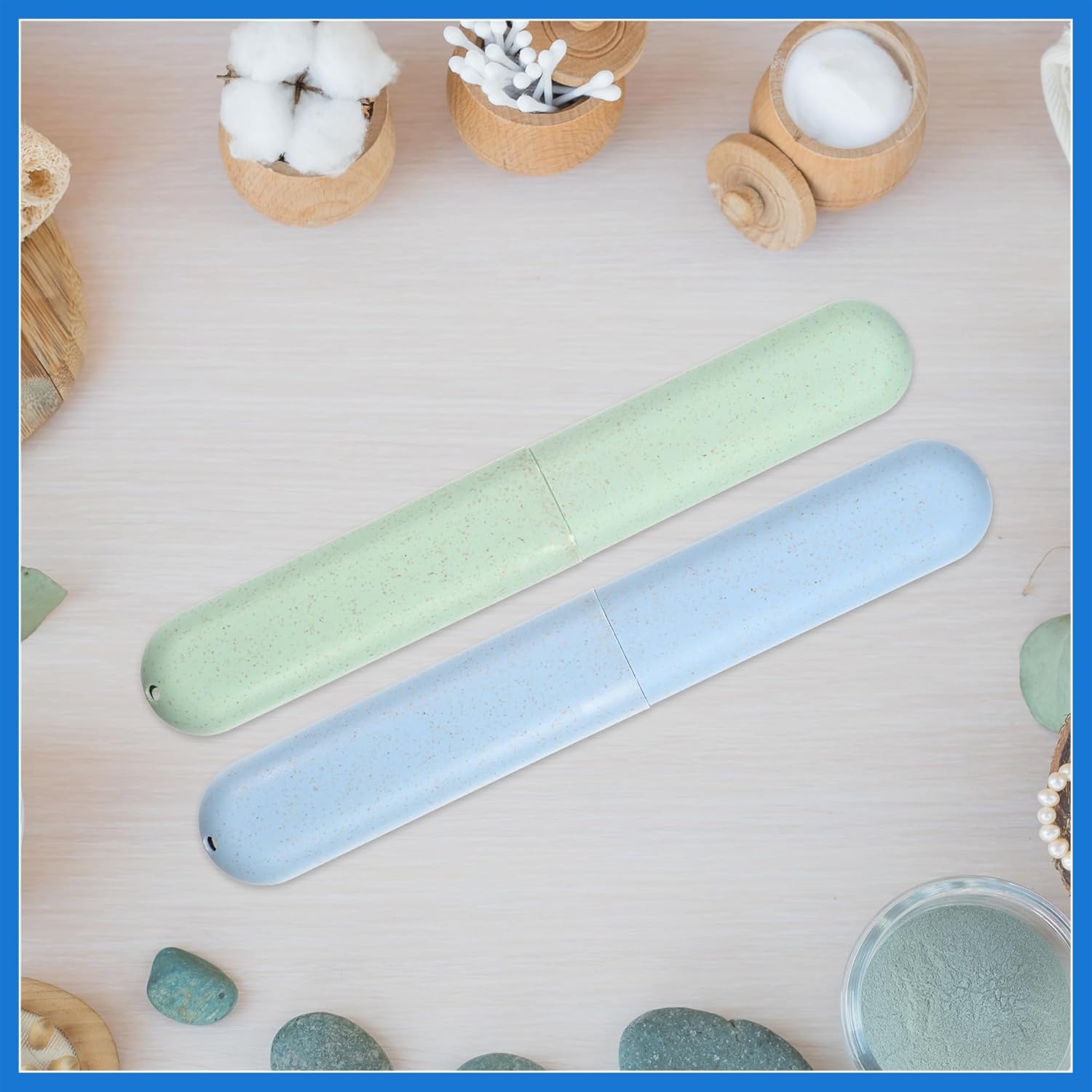 2pcs, Traveling Toothbrush Holders Case, PP Toothbrush Case for Travel Business, Green, Blue, 8.07''x1.22''x0.83'' Routine