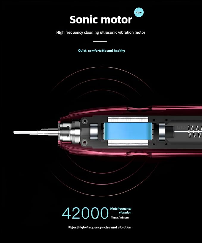 Electric Toothbrush for Girl Pink Toothbrush Bling Diamond Decor Portable Travel Essentials for Women Pink Toothbrush with 3 Replacement Heads 6 Modes