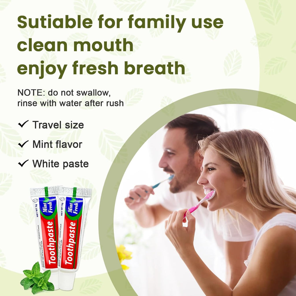 200 pcs Bulk Travel Size Toothpaste, 0.176 oz Extra Small Toothpaste Travel Size Bulk Disposable for Hotel, Guests, Homeless, Charity, Mint (Mini Size, Only for Single Use)