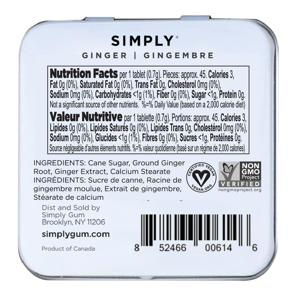 SIMPLY Mints | Ginger Breath Mints | Pack of Six (180 Pieces Total) | Made With Real Ginger + Good for Nausea + Aspartame-Free + Vegan + non-GMO