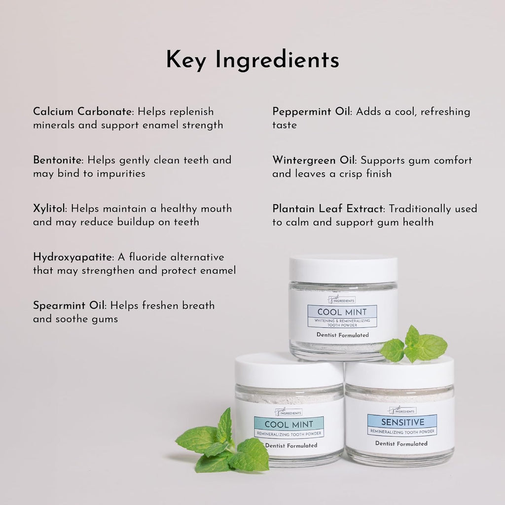 Remineralizing Tooth Powder – Fluoride-Free Natural Oral Care – Gently Cleans & Whitens – Supports Strong Teeth & Fresh Breath – Vegan, Non-GMO, Made with Clean Ingredients (Regular, REMINERALIZING)