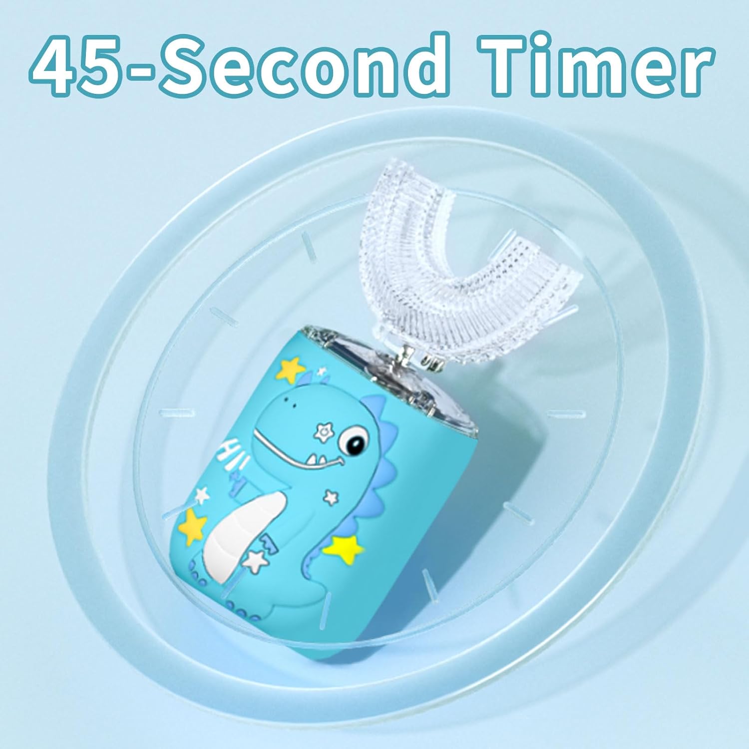 Kids Electric U Shaped Toothbrush,Kids Sonic Full Mouth Toothbrush with 4 Soft Brush Head Automatic 6 Cleaning Modes IPX7 Waterproof 360 Degree Cleaning - Age2-7 Watermelon Blue