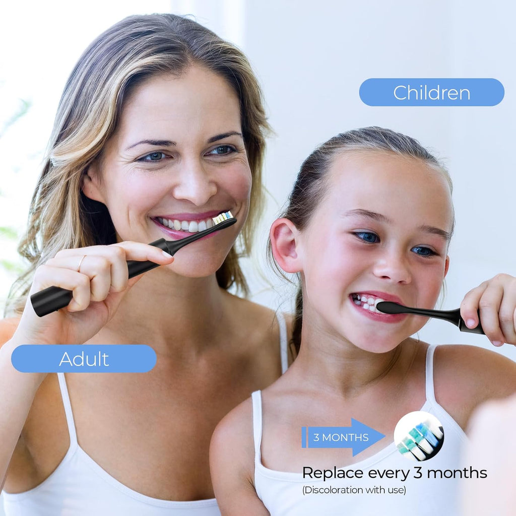 Sonic Electric Toothbrush for Adults - 5 Modes Power Sonic Rechargeable Black Electric Toothbrush with 8 Brush Heads