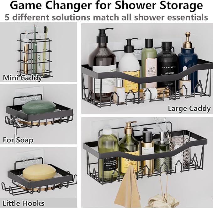 28PC Bathroom Set - Gorgeous Blue Bathroom Set, Bathroom Accessory Set, Blue Shower Curtain Set with 5PC Shower Shelves