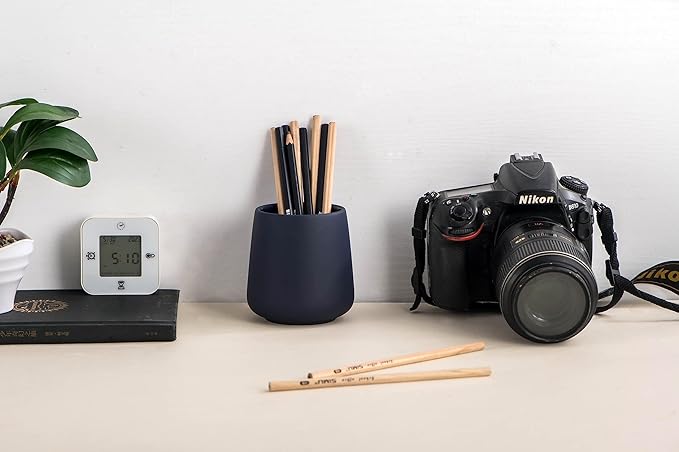 Matte Toothbrush Holder for Bathroom,Tooth Brush Holder,Modern Ceramic Toothbrush Cup as Toothpaste Holder,Bathroom Cup,Makeup Brush Cup (Dark Blue)