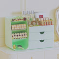 Makeup Organizer with Drawers,Large Capacity Countertop Organizer for Vanity,Bathroom and Bedroom Desk Cosmetics Organizer,Easy To Storage Skincare,Brushes, Eyeshadow,Lipstick (All Green, Large)