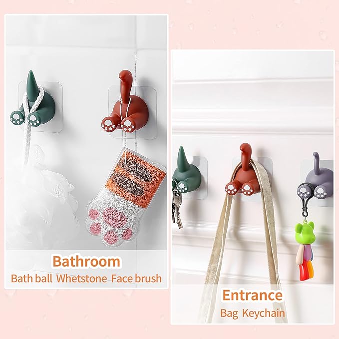 Kid Toothbrush Holder Wall Mounted Cute Cute Animal Tail Toddler Toothbrush Holder for Hanging Bathroom(Cat Purple)