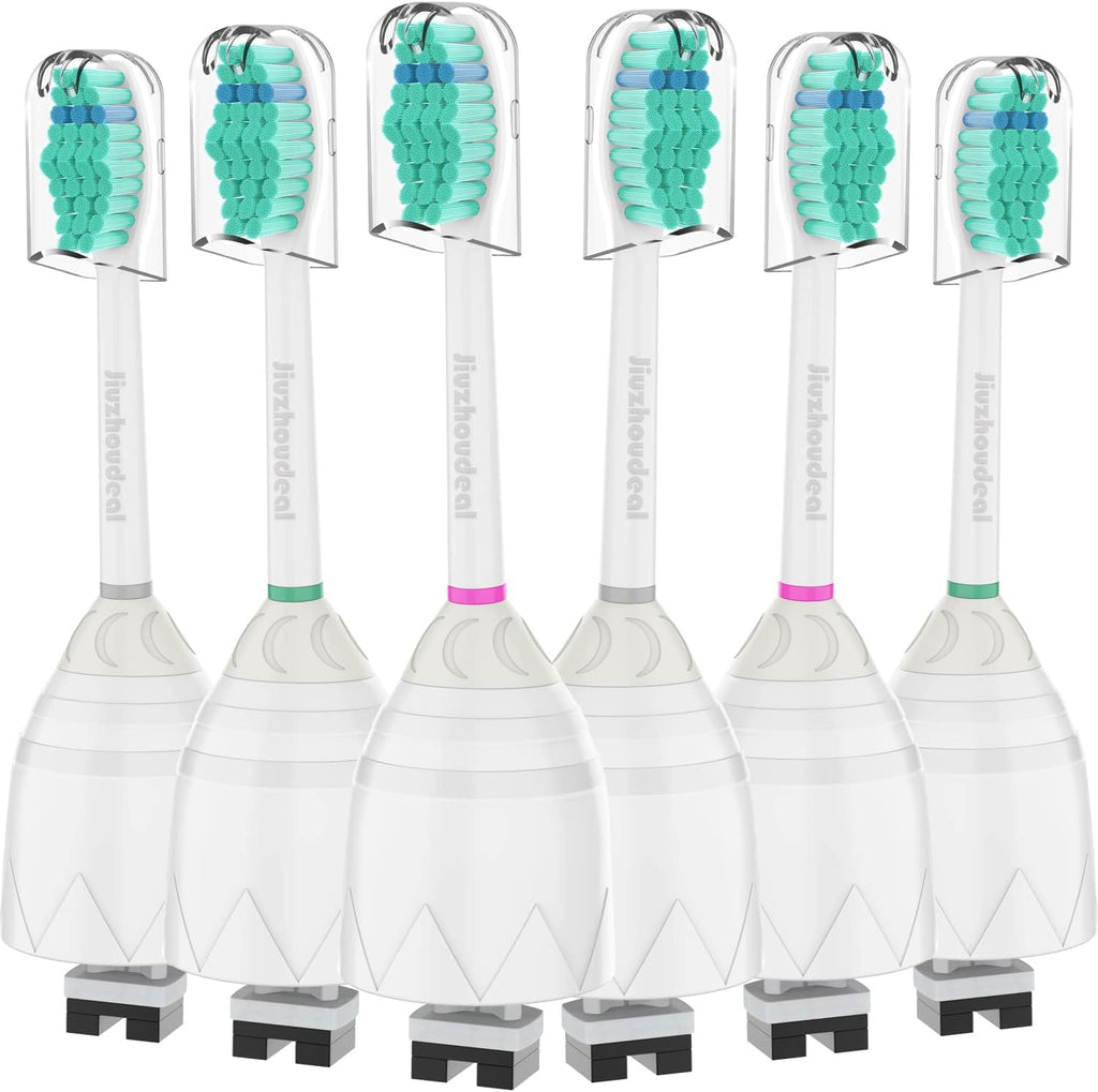 Toothbrush Replacement Heads for Philips Sonicare E-Series, Essence, Elite, Advance, CleanCare Screw-on Electric Toothbrush Heads HX7022/66, 6 Pack