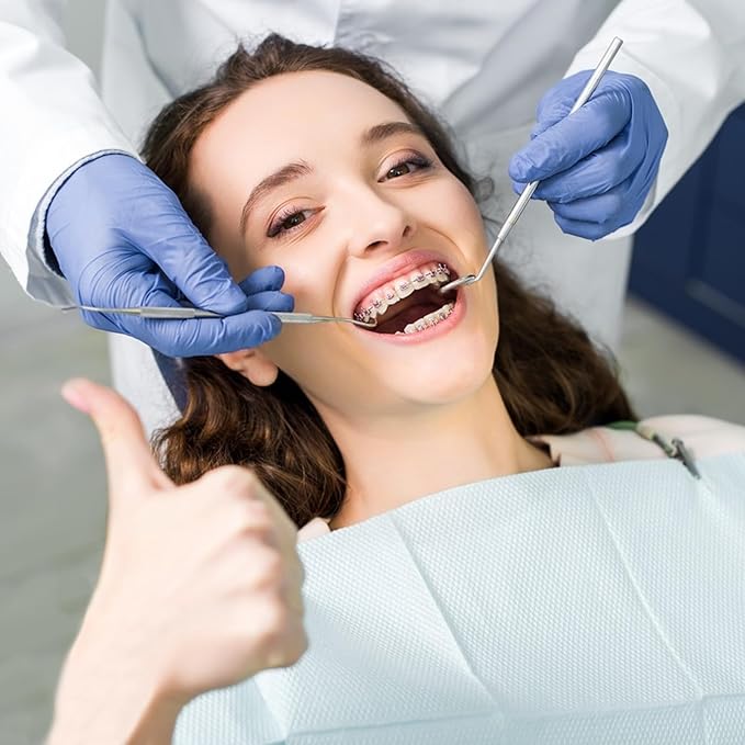 6 Pcs Dental Tools Set, Stainless Steel Teeth Cleaning Tools with Case, Including Dental Mirror, Plaque Tartar Remover for Teeth, Tweezers, Probe, and Pick Scaler for Oral Care