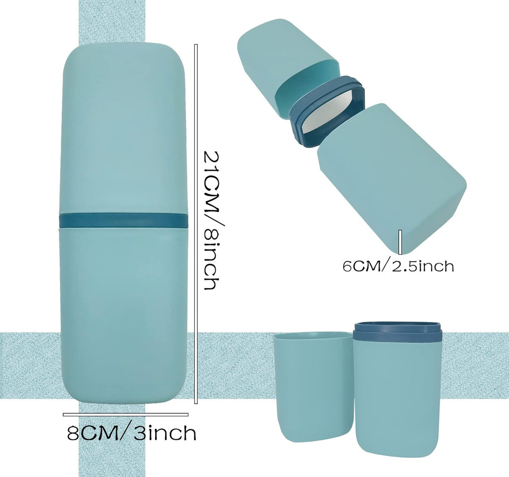 Travel Toothbrush & Toothpaste Case, Toothbrush Travel Holder with Cup Portable Travel Toothbrush Case Holder Toothbrush Travel Container for Camping School Business Trip Bathroom