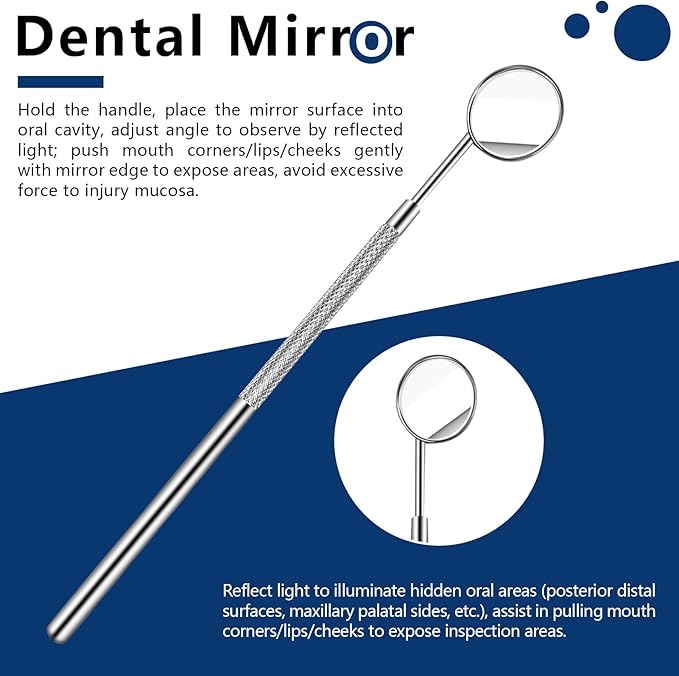 Niura Dental Tools Kit – 6 PC Teeth Cleaning Tools with Dental Mirror, Pick, Spatula, File & Forceps – 304 Stainless Steel Oral Care Set with Storage Bag