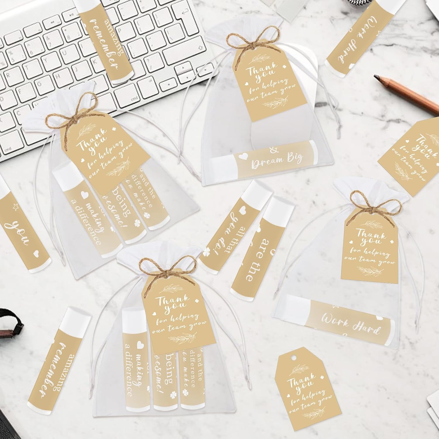 50 PCS Appreciation Gifts Lip Balms Bulk,Thank You Staff Gifts Lips Care Products for Team Coworkers Teacher Party Volunteers Employee Leaving Farewell Thanksgiving, Christmas Gifts