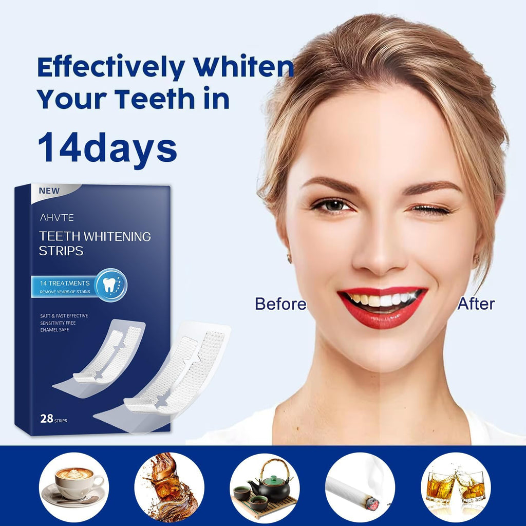 Teeth Whitening Strips,Enamel Safe, 28 Strips for Sensitive Teeth,Professional and Natural Teeth Whitening Kit,14 Treatments