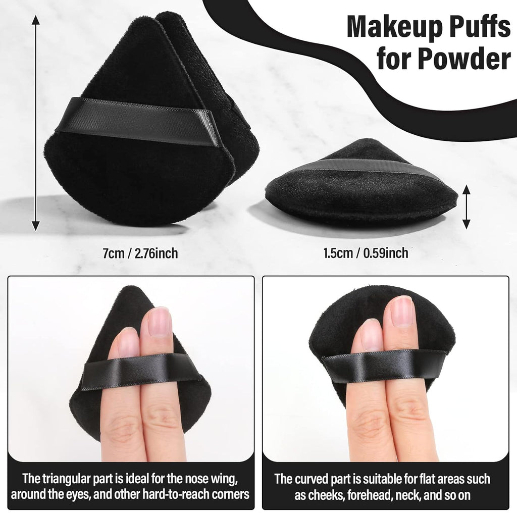Thrilez 20pcs Triangle Powder Puff, Loose Powder Puffs Makeup Puff for Face Powder, Setting Powder Puff for Make Up, Face Puff Pads for Press Powder, Sponge Powder Applicator for Face and Eye (Black)