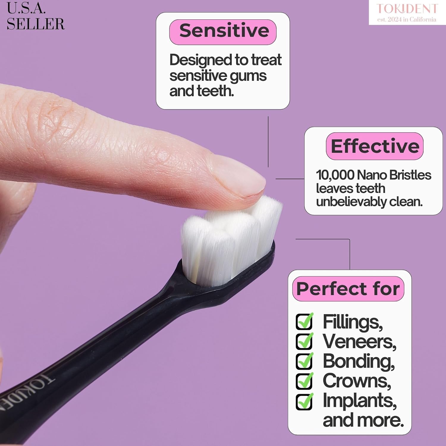 Replacement Brush Heads for Philips Sonicare Electric Brush - Ultra Soft Toothbrush Heads for Sensitive Teeth & Gums - Replacement Head with 10,000 Wave Cut Nano Bristles - 4 Pack - Panda