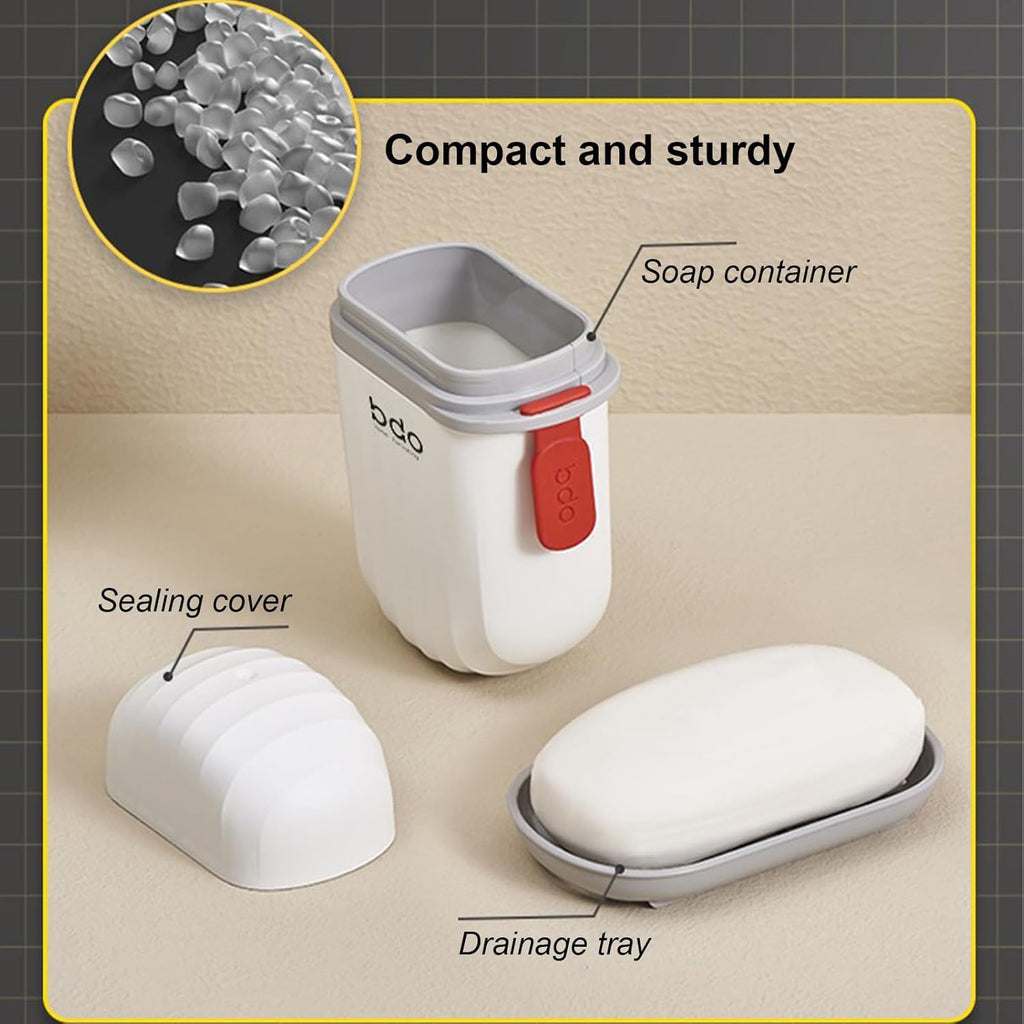 2Pcs Toothbrush Travel Case & Travel Soap Holder Dish Tray, Portable White Toothbrush Holders with Cover Leakproof Bar Soap Holder for Traveling School Camping Business Trip Bathroom