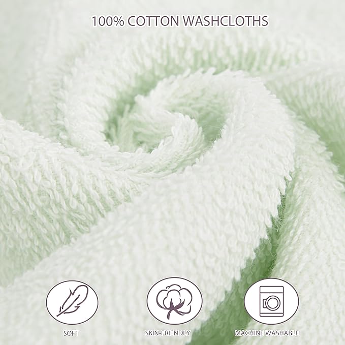 Baby Washcloths 6 Pack 100% Cotton Soft and Absorbent Terry 10" x 10" Wash Cloths Wipes for Face Hand Body Burp Rag with Sensitive Skin for Newborns Infants Toddlers