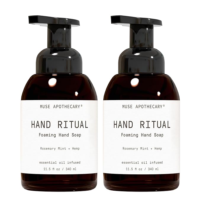 Muse Apothecary Hand Ritual - Aromatic and Nourishing Foaming Hand Soap, Infused with Natural Aromatherapy Essential Oils, Rosemary Mint + Hemp, 2 Pack, 11.5 oz