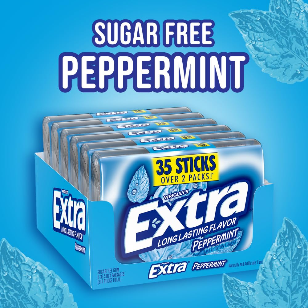 EXTRA Gum Peppermint, Sugar Free Chewing Gum Bulk Pack, 6 Ct/35 Stick