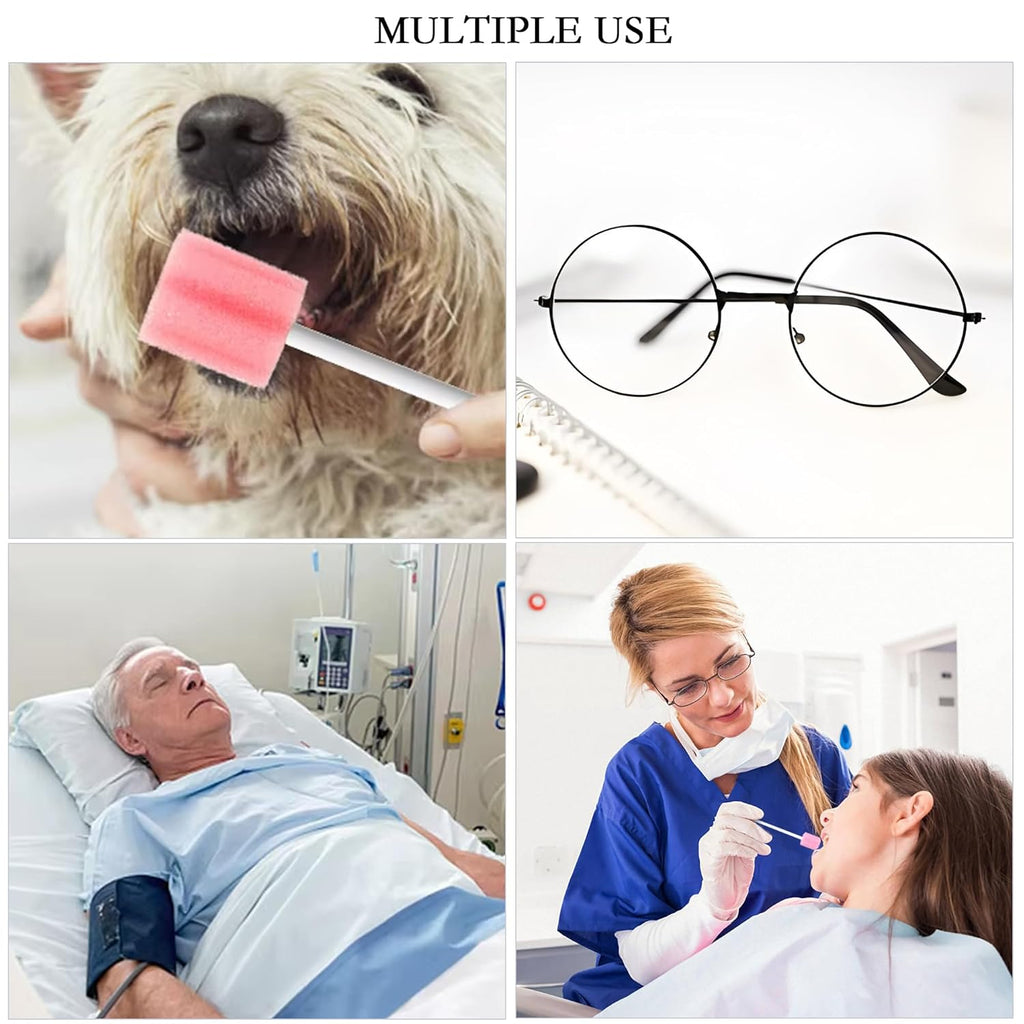 100Pcs Disposable Mouth Sponge Swabs Elderly Kids Adults Tooth Mouth Cleaning Individually Wrapped (Pink)