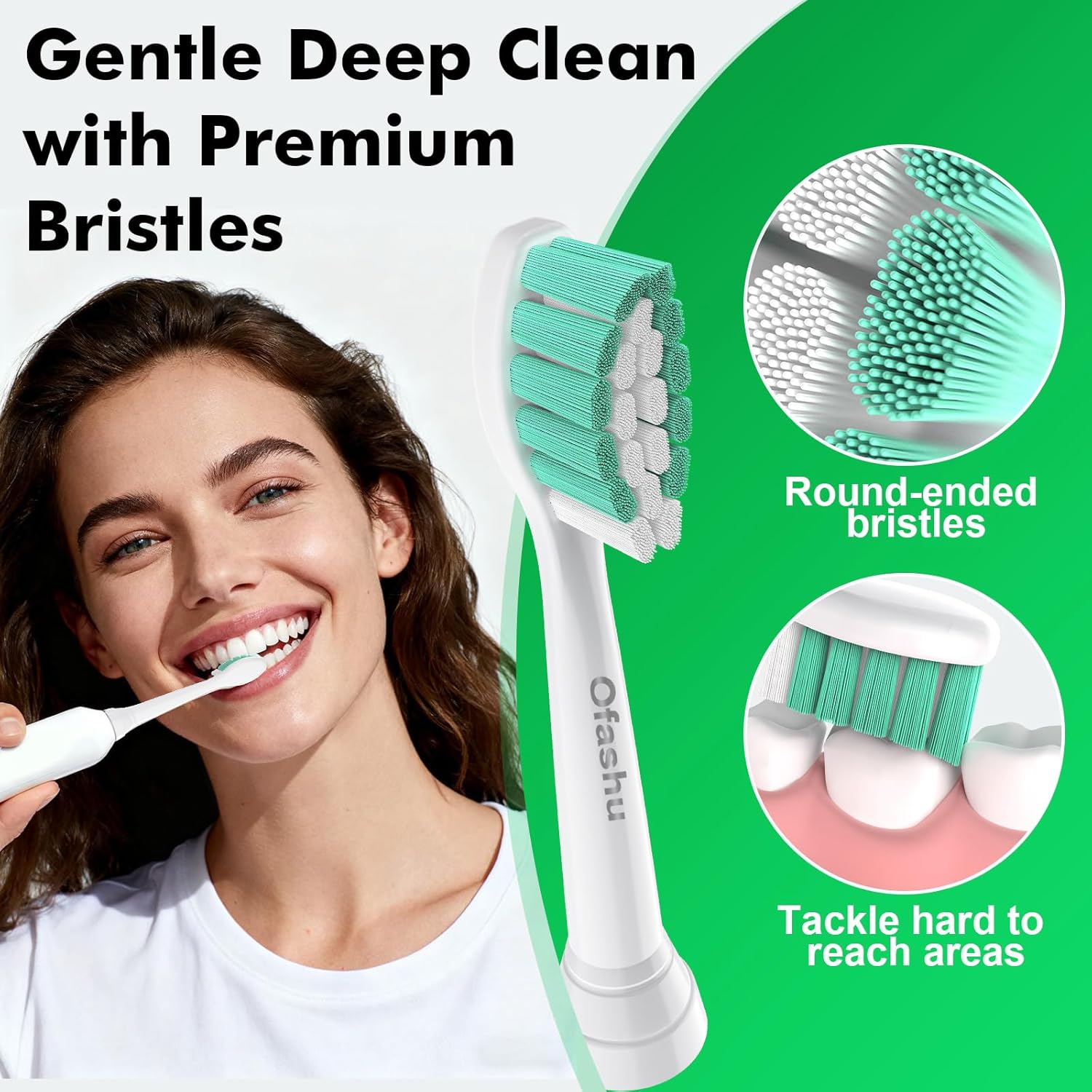 Replacement Brush Heads for Philips Sonicare Click-on Electric Toothbrush Heads Compatible with Plaque Control C1 C2 4100 5100 6100 2 Series HX9024, 8 Pack White