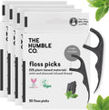 The Humble Co. Floss Picks (200 Count) – Plant Based Dental Floss Picks for Superior Oral Care, Dental Hygiene, and Gum Health, Cruelty Free Tooth Floss Picks (Charcoal, Single Thread)