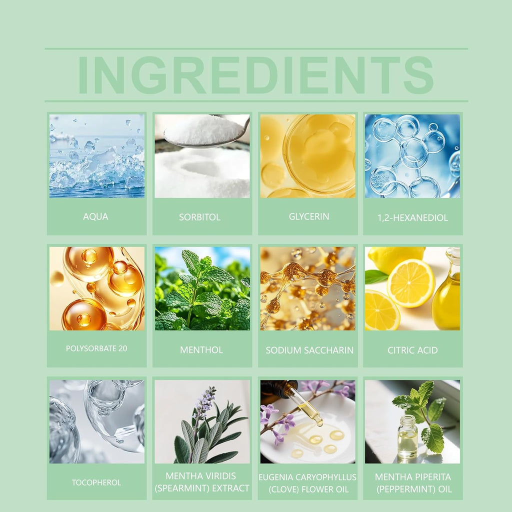 Spearmint Oil Pulling Rinse, Cold-Pressed Coconut Oil for Whitening Teeth Mouthwash, 237ML/8 FL.OZ Powerful Organic Peppermint Oil Maintain Gum Health & Oral Cleaner & Freshness Breath, Mint (1)