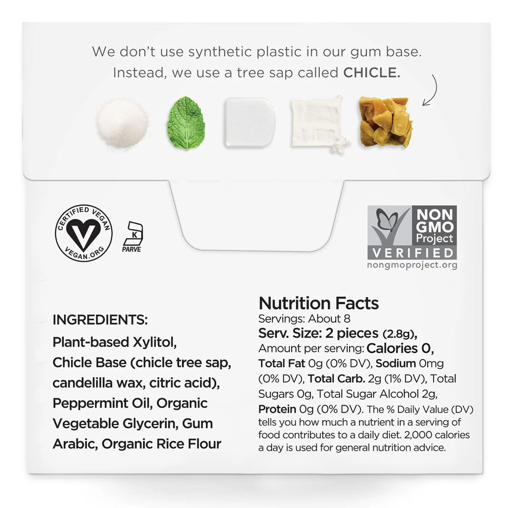 SIMPLY Gum | Xylitol Sugar Free Chewing Gum | Peppermint | Pack of Three (45 Pieces Total) | Synthetic Free + Sugar Free + Aspartame Free