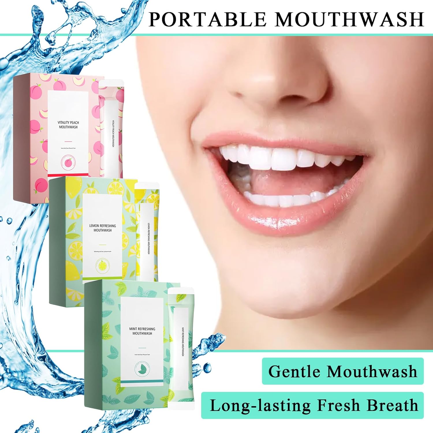 Travel Size Mouthwash,Mini Mouthwash Travel Size Bulk Portable Mouth Wash Set,Individual Small Travel Mouth Wash Packets for Fresh Breath(Pack of 60) A10