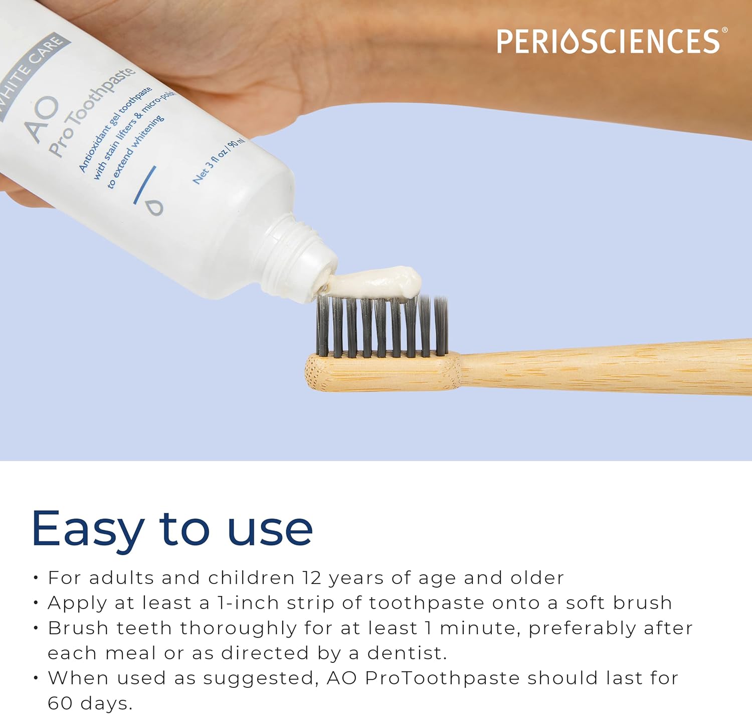 PerioSciences AO Pro Post Whitening Toothpaste with Nano Hydroxyapatite, Remineralizing, 3 fl oz / 90ml
