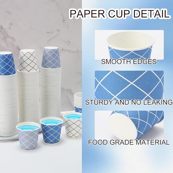 Tamone 600 Pack 3 oz Bathroom Cups, Small Paper Cups, Mouthwash Cups, Disposable Paper Cups, white, blue cups, gray cups, 3oz Paper Cups for Party, Picnic, BBQ, Travel, Home and Event