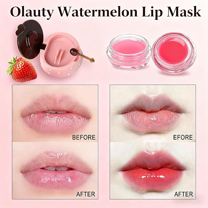 8 PCS Bee Lip Balm Lip Mask Honey Pot,Honey Lip Balm Bulk,Strawberry,Watermelon,Apple Lime,Cherry,Mint, Grapes&Peach Flavors,Sleeping Mask Overnight with Stick,Hydrating Prevention Dry&Cracked