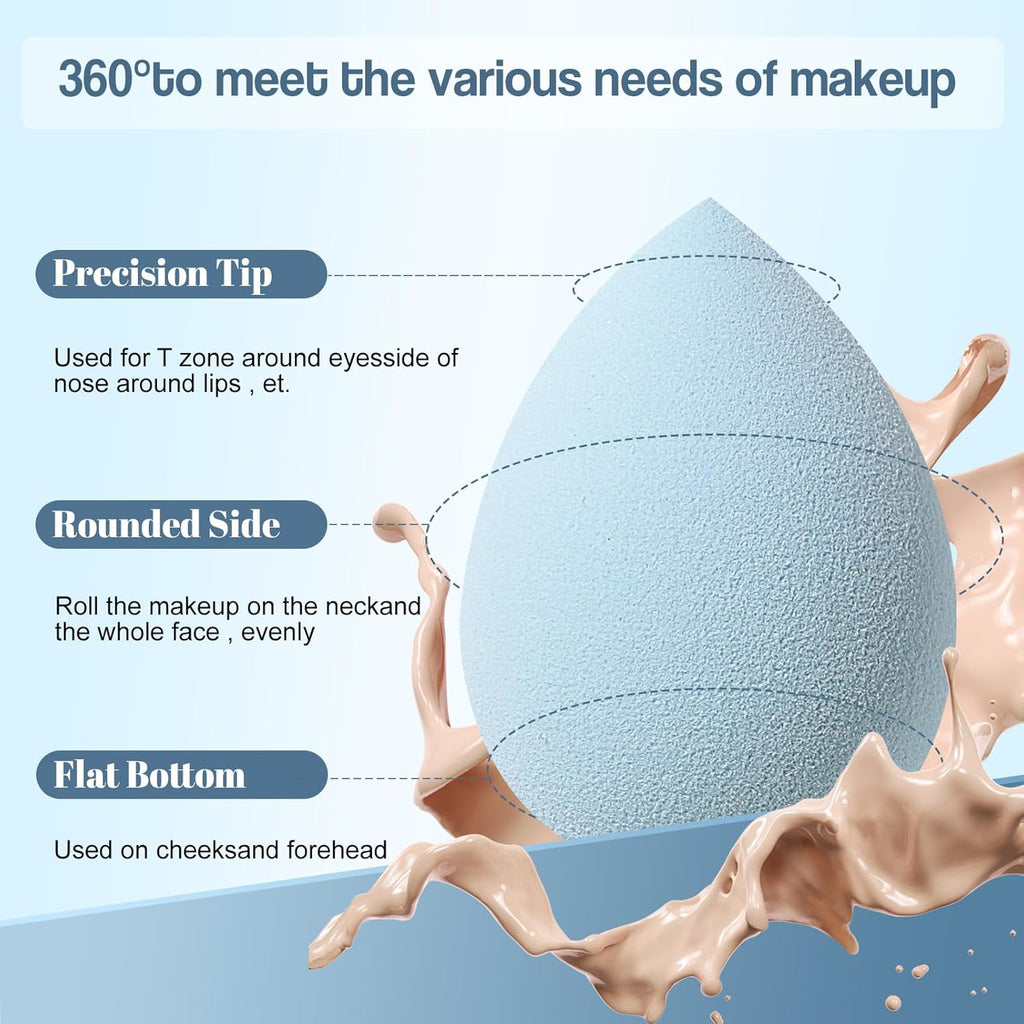 Makeup Sponge Set BS-MALLTriangle Puff 14 Pcs for Liquid, Cream, and Powder, Multi-colored and Mini Makeup Sponge (C-Green)