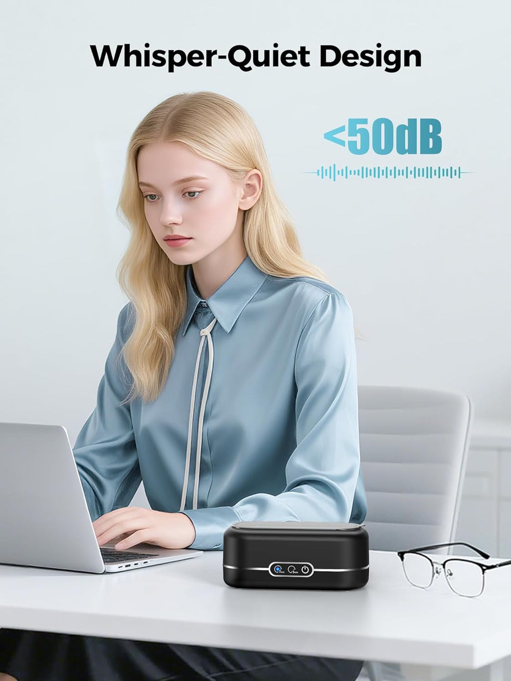 Ultrasonic Jewelry Cleaner, 48KHz Ultrasonic Cleaner Machine for Jewelry, Glasses, Rings, Retainers, Watch Strap, Dentures, 304 Stainless Steel 12oz Cleaning Pod - Black