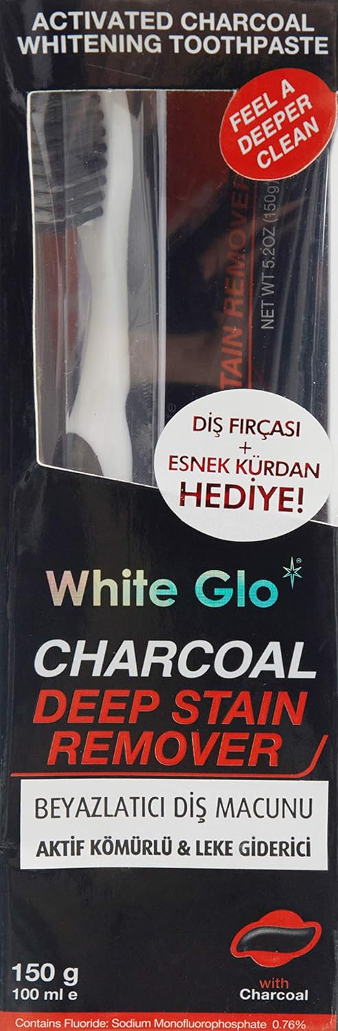 White Glo Charcoal Deep Stain Remover Toothpaste, 100ml