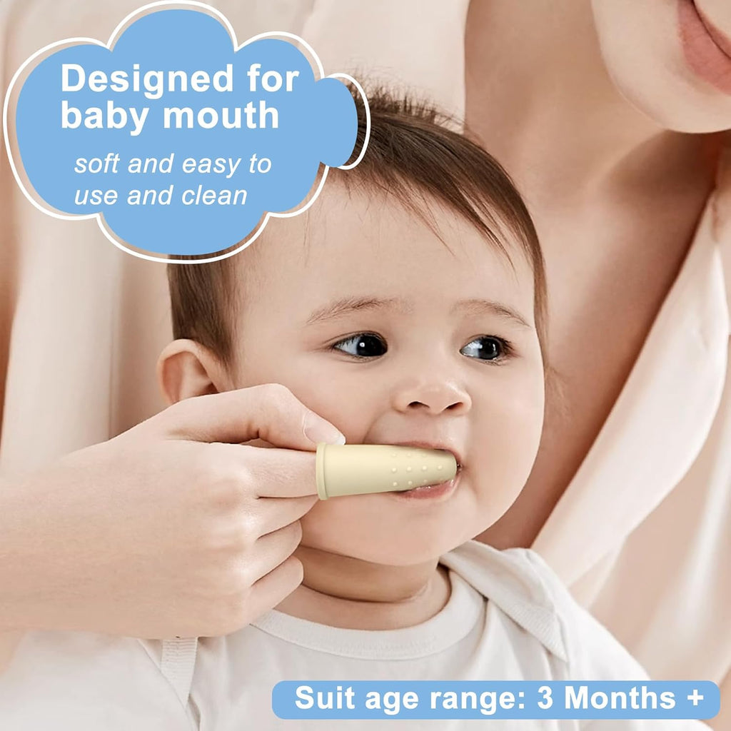 Baby Toothbrush Set, 6 Pcs Soft Infant Finger Toothbrush with 6 Boxes, Newborns Toddler Silicone Baby Tooth Brush 0-6 Months 6-12 Months