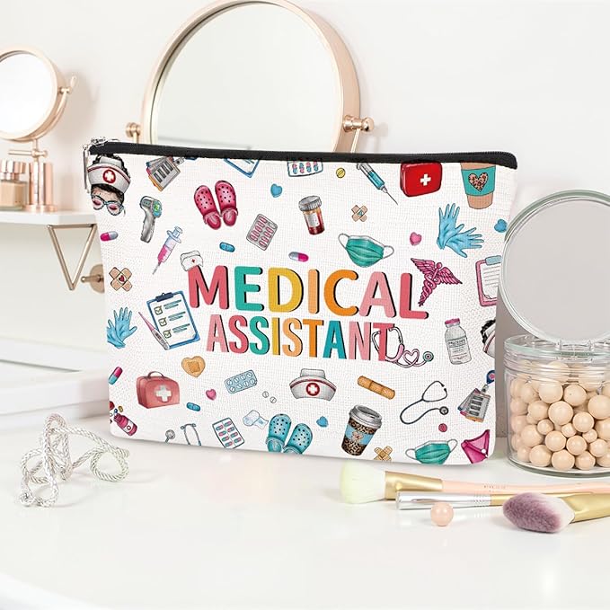 Medical Assistant Nurse Makeup Bag Gift for Women Ma Gift for Work, Nursing Student, Medical Assistant, Nicu, Er, Icu; Nurse Must Haves Gifts