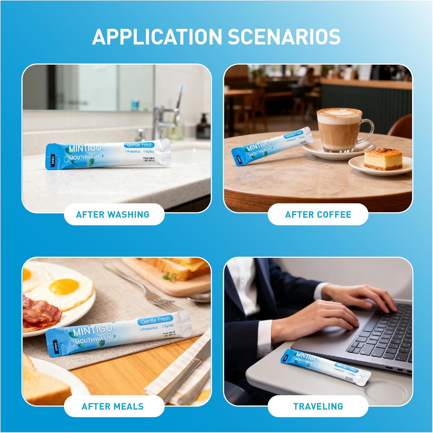 Mouthwash Travel Size Portable Packets to Go, Alcohol Fluoride Free Fresh Mint for Travel Essentials, Travel Mouth Wash for Superior Oral Hygiene, 20 Individual Travel Mouthwash Packets (Pack of 20)