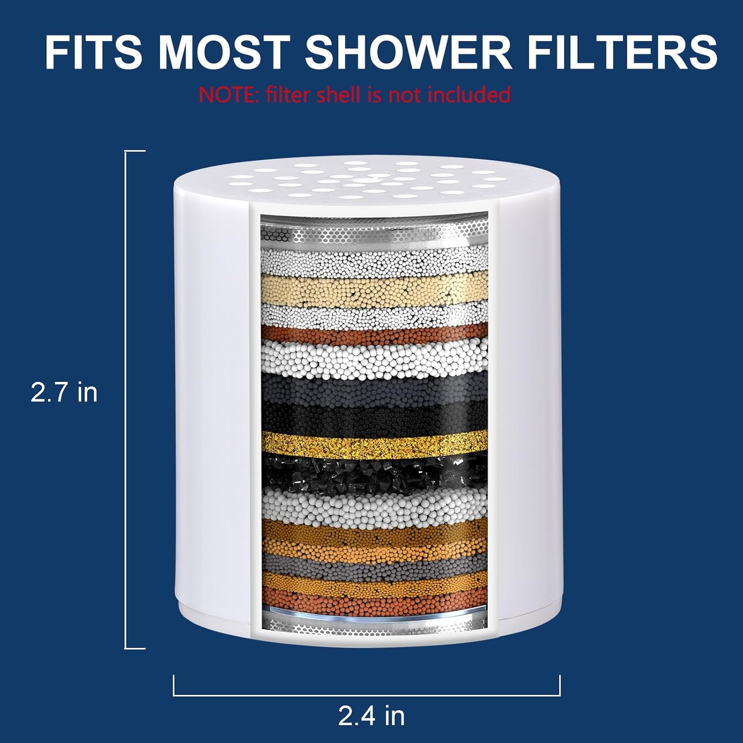 20 Stage Shower Filter Replacement Cartridge - Shower Head Filter Cartridge for Hard Water, Chlorine, Heavy Metals, High Output Shower Water Softener (2)