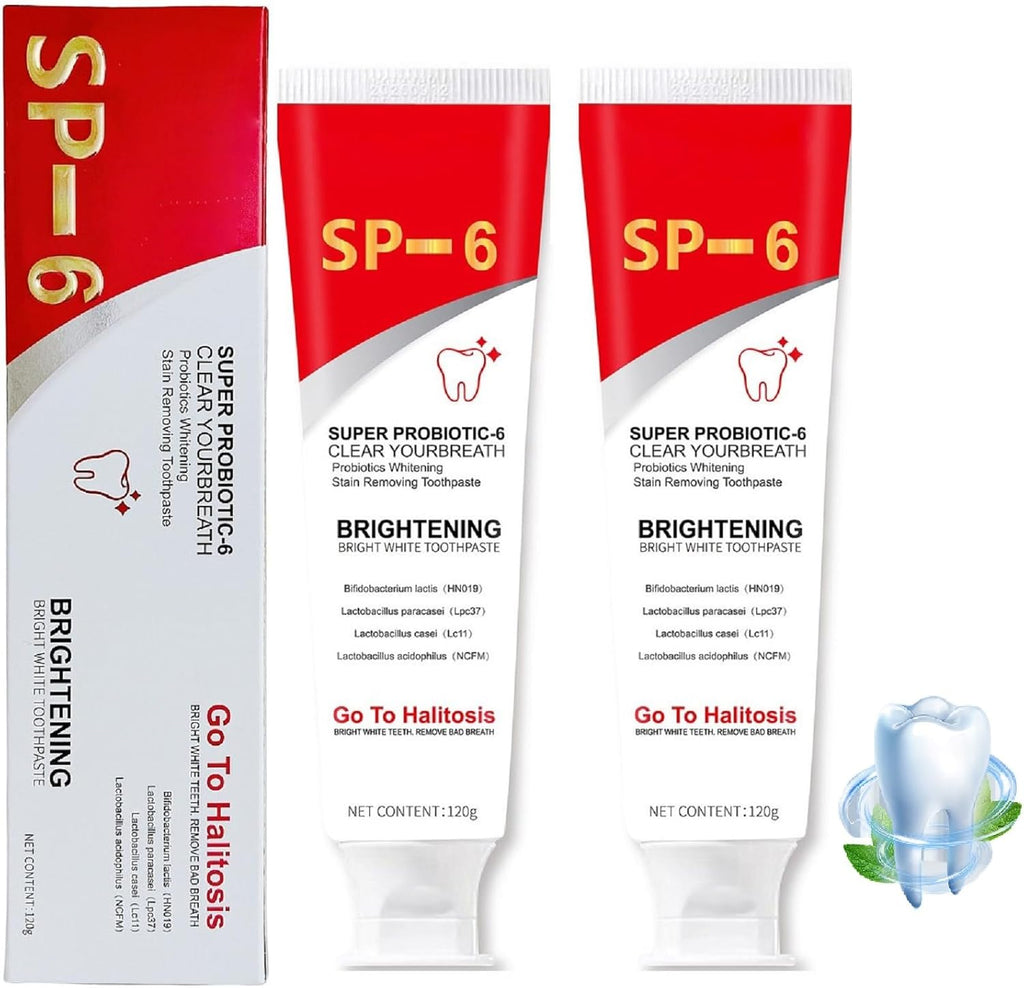 2 Pcs SP-6 Probiotic Whitening Toothpaste, Fresh Breath Deep Cleaning Care Gum Health.