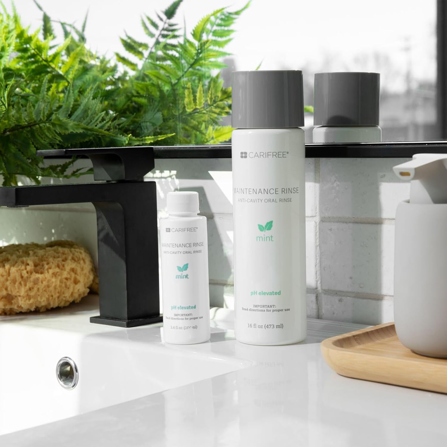 CariFree Maintenance Rinse, Mint (Full Size + Travel Sized) Fluoride Mouthwash | Anti-Cavity Oral Care | Xylitol | Elevated pH | Cavity Prevention | Alcohol Free