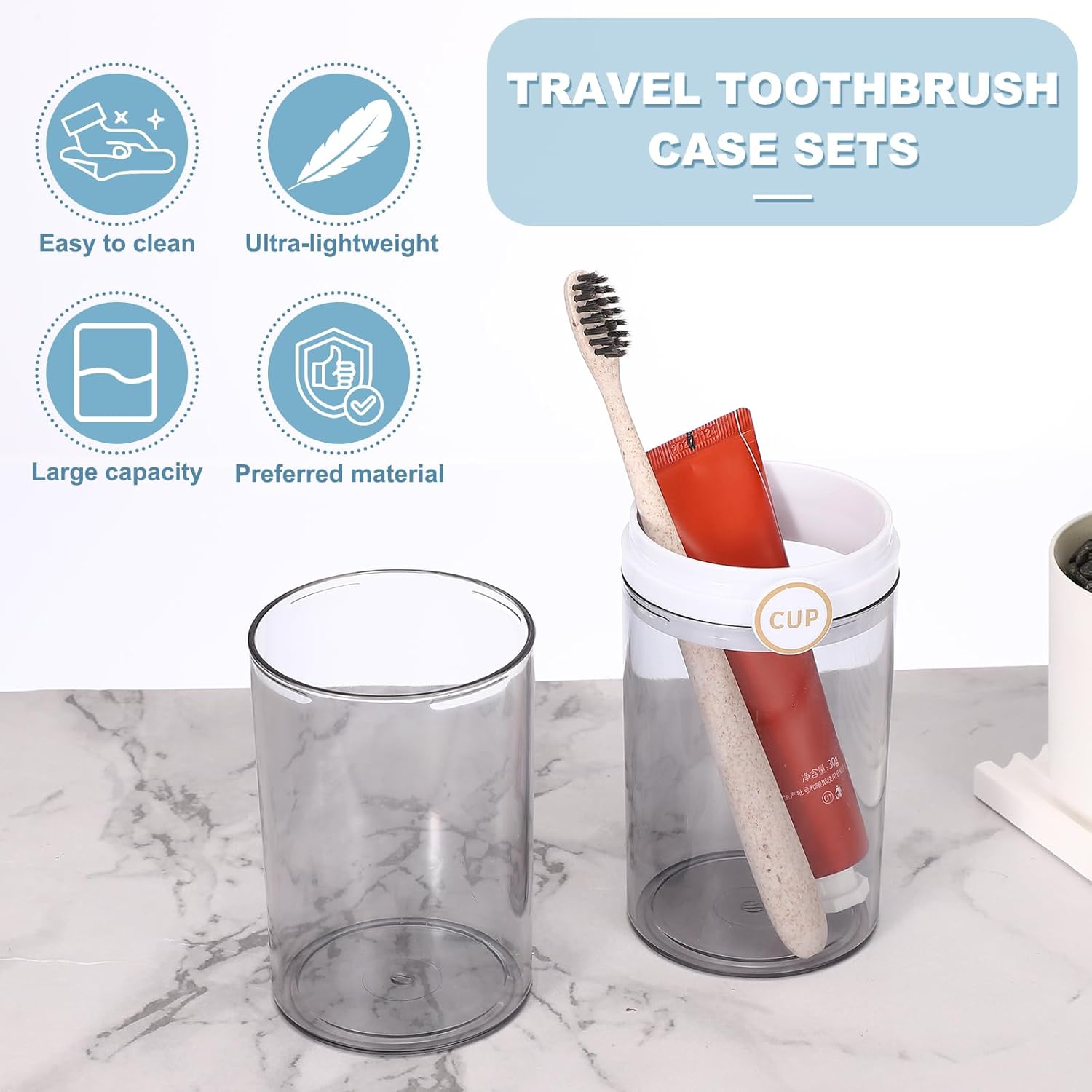 uxcell 1Pcs Travel Toothbrush Case, Portable Travel Toothbrush Holder with Cover, Toothbrush and Toothpaste Container for Bathroom, Gym,Business Trip, Camping (Black)