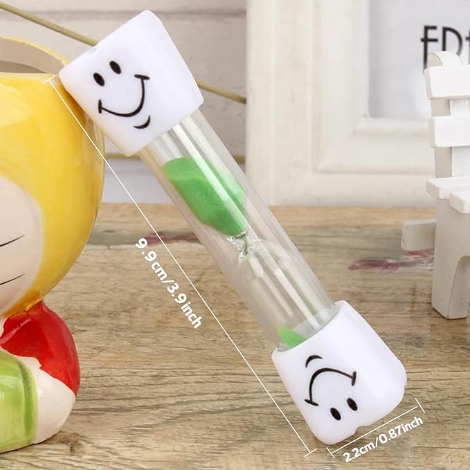 4 Pieces 3 Minute Toothbrush Sand Timer for Kids, Assorted Colors Tooth Shape Timers Plastic Hourglass for Proper Tooth Brushing Boys Girls Oral Care